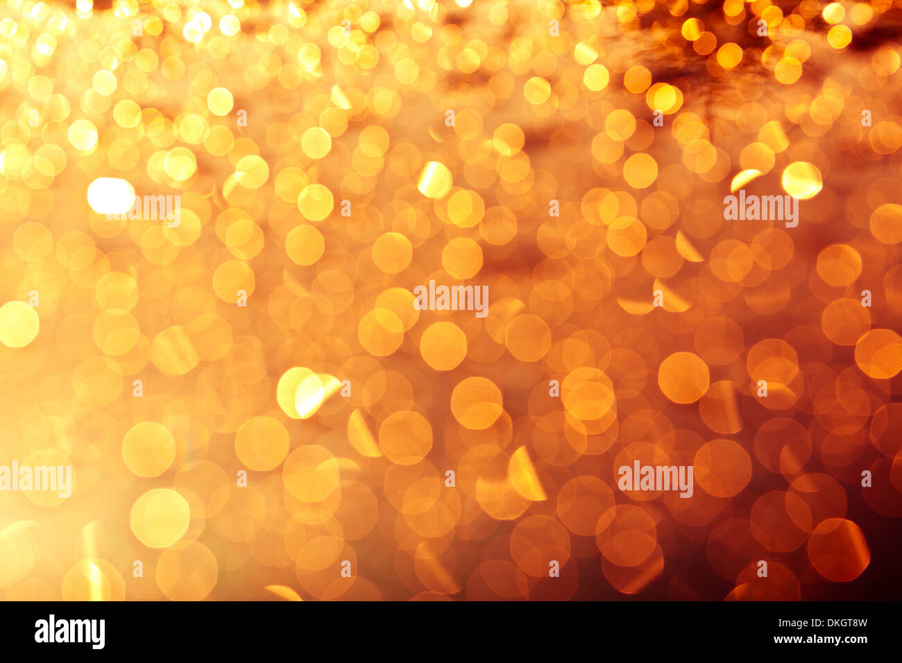 golden christmas lights background - defocused light, warm colors Stock Photo