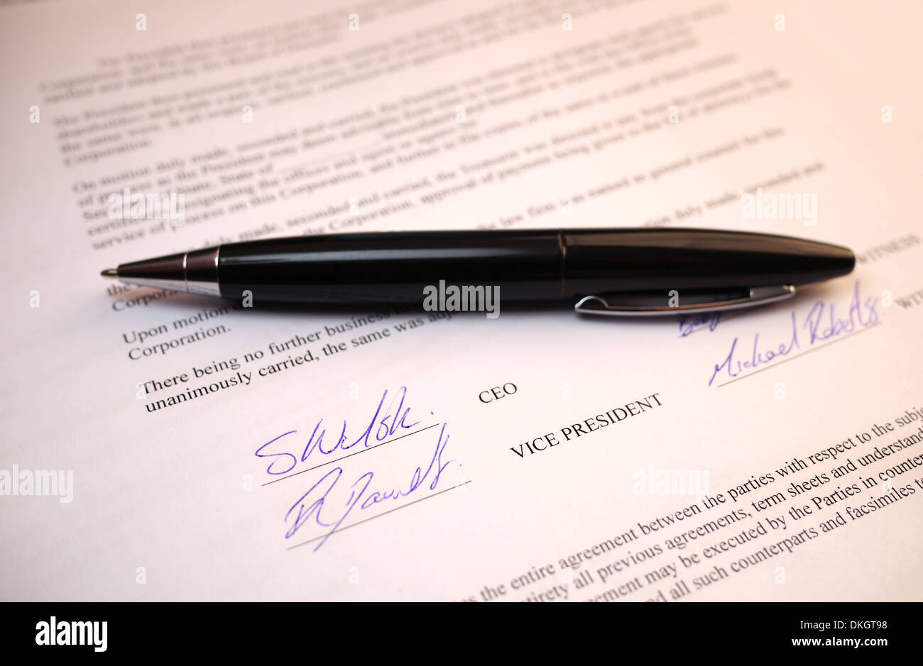 signatures on document Stock Photo