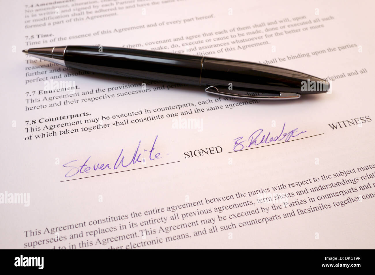 signatures on legal document Stock Photo