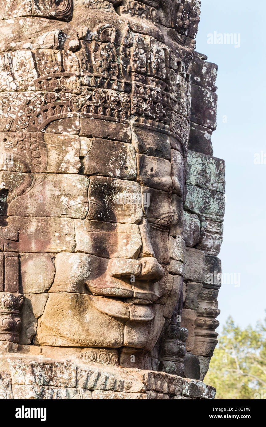 Face towers in Bayon Temple in Angkor Thom, Angkor, UNESCO World Heritage Site, Siem Reap Province, Cambodia, Southeast Asia Stock Photo