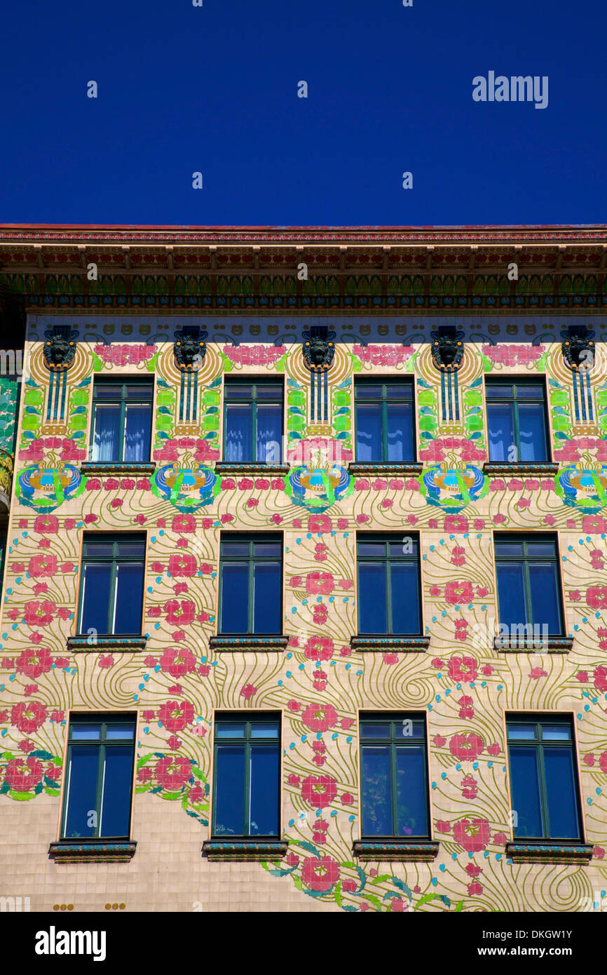 Otto Wagner's Art Nouveau Apartments, Majolica House, Vienna, Austria, Europe Stock Photo