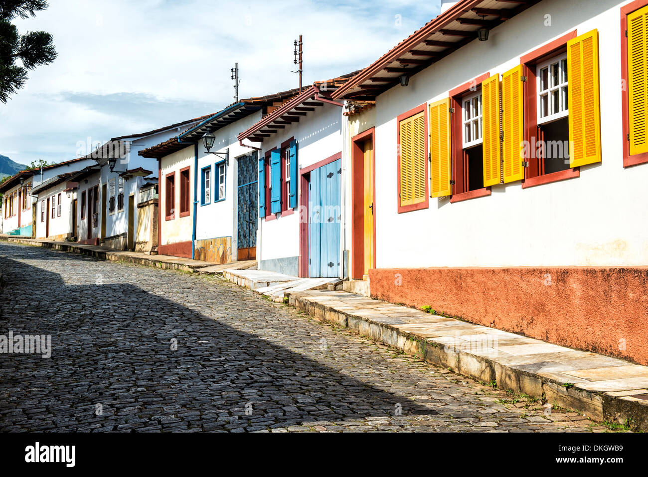 Colourful streets, Mariana, Minas Gerais, Brazil, South America Stock Photo