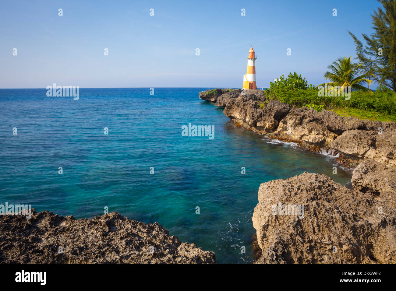 Folly Point Lighthouse, Port Antonio, Jamaica, West Indies, Caribbean, Central America Stock Photo