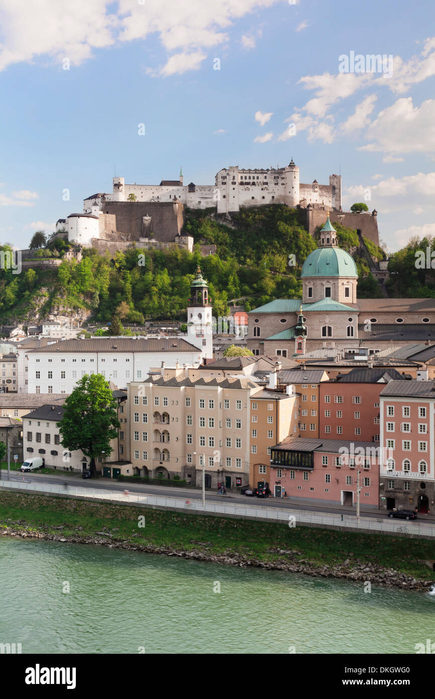 The Old Town, UNESCO Site, with Hohensalzburg Fortress, Dom Cathedral and Neue Residenz Palace, Salzburg, Austria Stock Photo