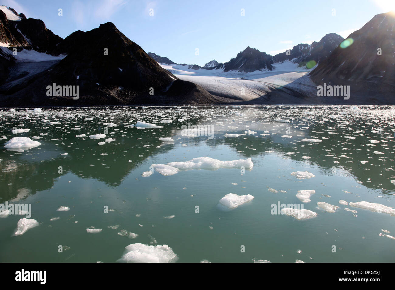 Brash ice from the Waggonbreen glacier, Magdalenefjord, Svalbard Stock Photo