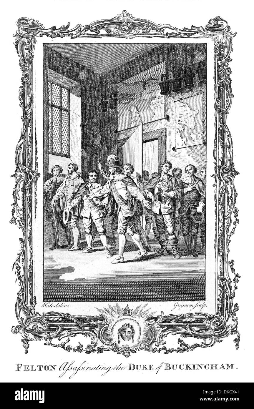John Felton lieutenant in the English army Assassinating the Duke of Buckingham as he prepared an expedition to the Huguenots Stock Photo