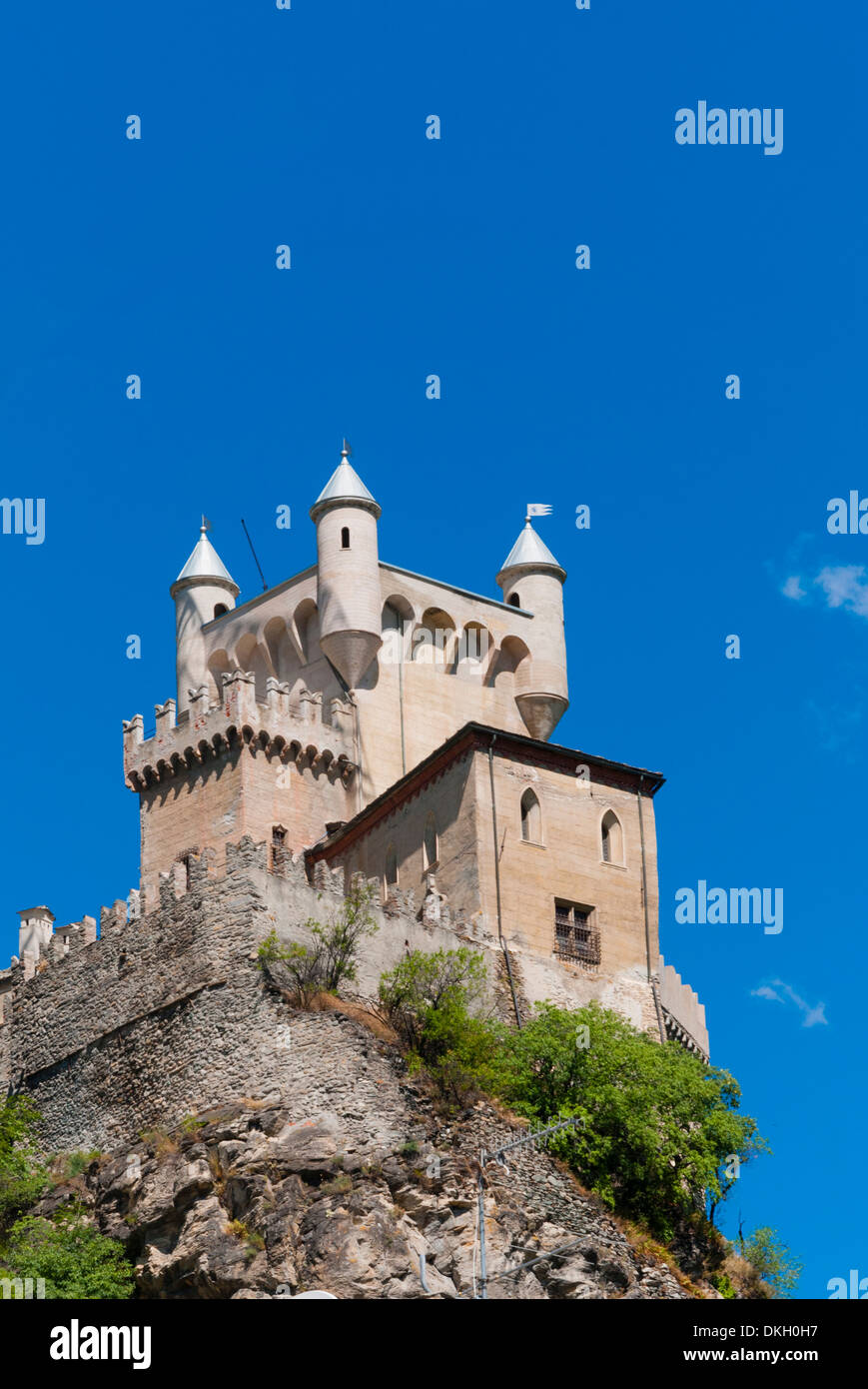 Saint-Pierre Castle, Saint Pierre, Aosta Valley, Italian Alps, Italy, Europe Stock Photo