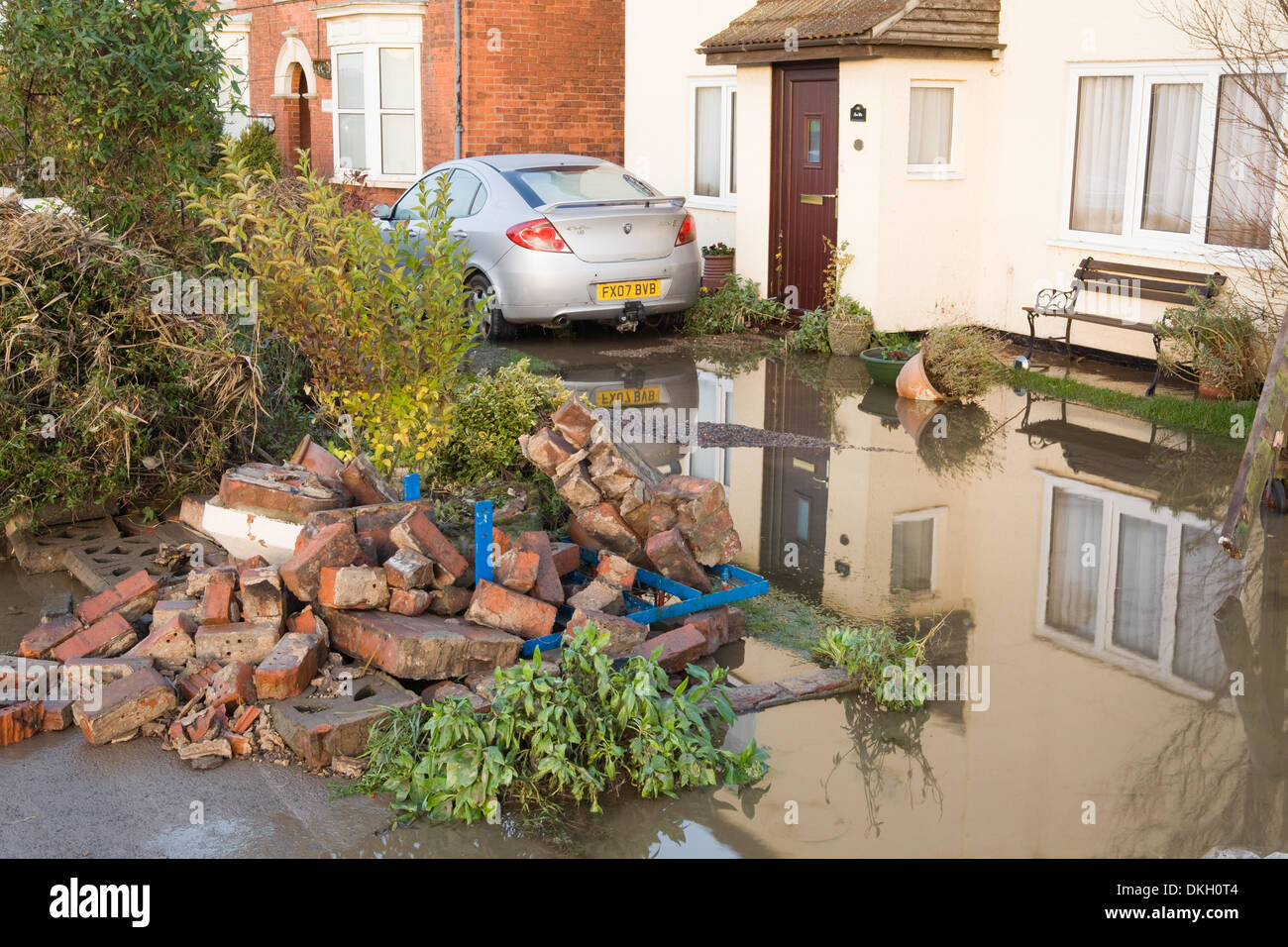 South Ferriby, North Lincolnshire, England, UK. 6th December 2013. A property in the North Lincolnshire village of South Ferriby near the River Humber, which has been damaged by the tidal surge. South Ferriby, North Lincolnshire, England, UK. 6th December 2013. Credit:  LEE BEEL/Alamy Live News Stock Photo