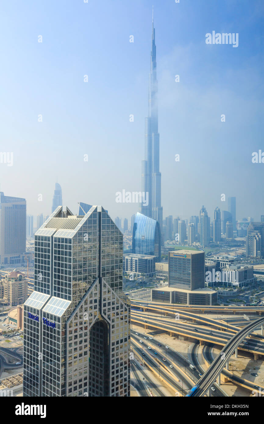 Burj Khalifa and city skyline, Downtown, Dubai, United Arab Emirates, Middle East Stock Photo
