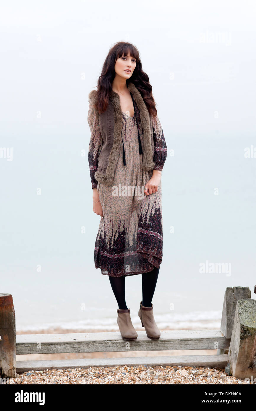 bohemian fashion on the beach Stock Photo