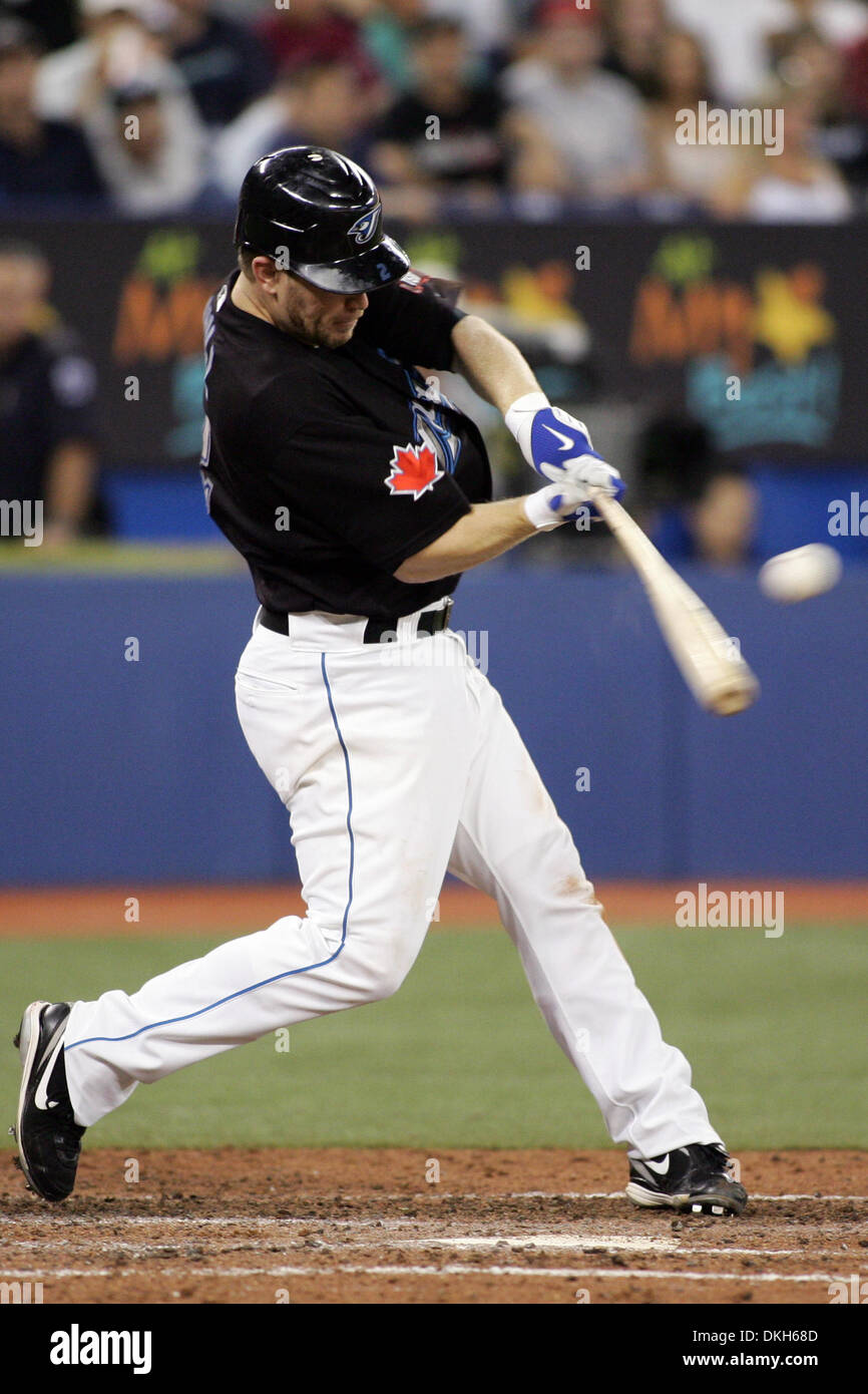 Toronto Blue Jays 2nd baseman Aaron Hill bats against the Tampa Bay Rays at the Rogers Centre in Toronto, ON. The Blue Jays lose to the Rays 10-9. (Credit Image: © Anson Hung/Southcreek Global/ZUMApress.com) Stock Photo