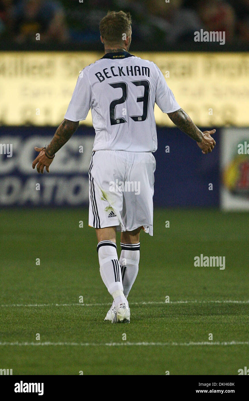 25 July 2009: David Beckham #23 of the LA Galaxy communicates to