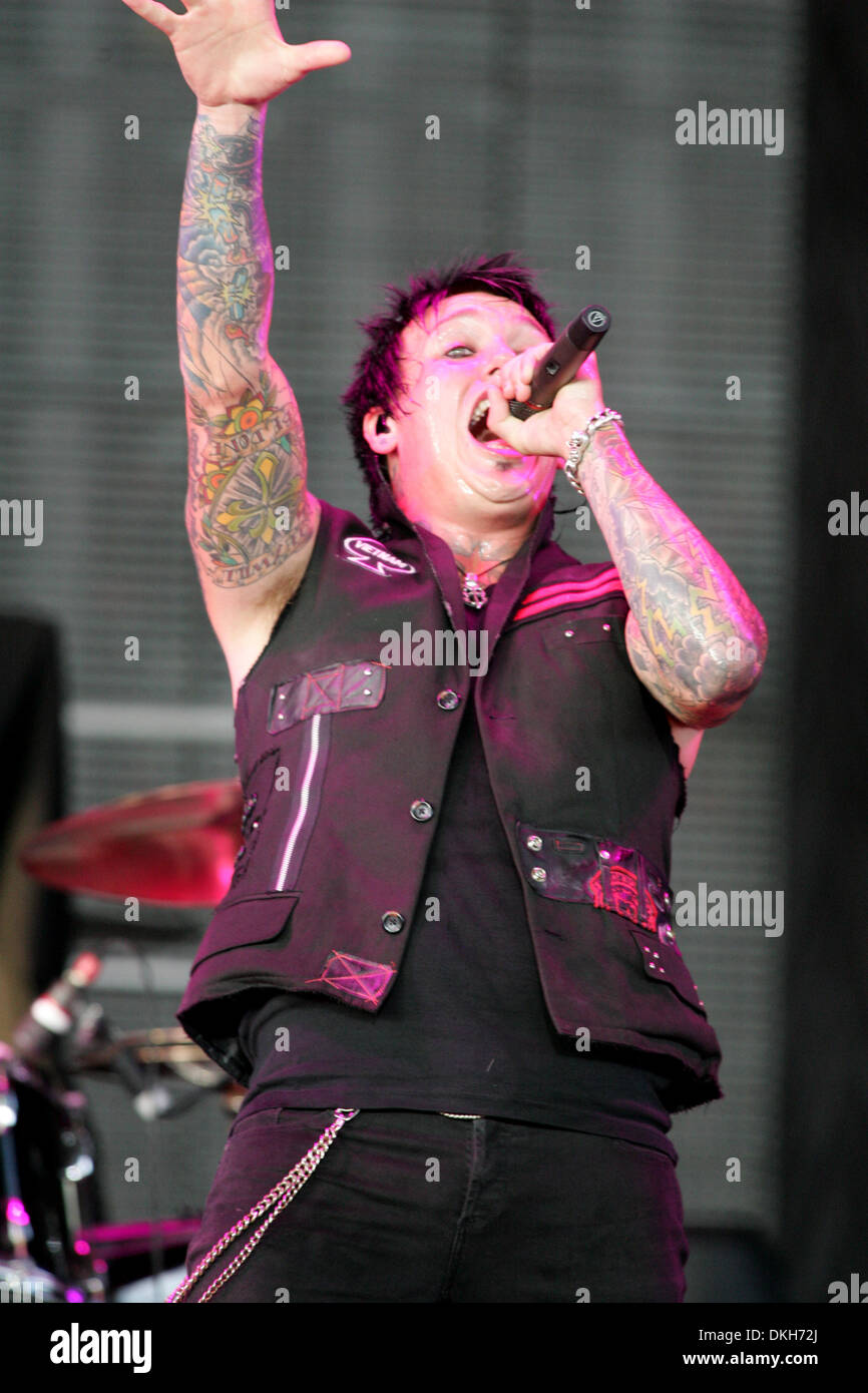 Papa Roach lead singer Jacoby Shaddix, performs on stage at the Molson