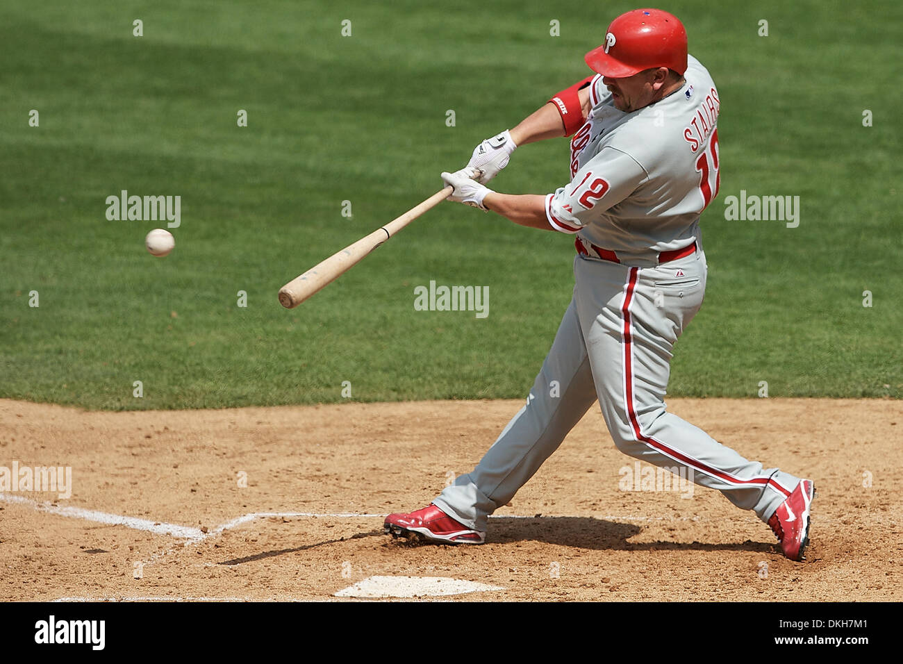 Philadelphia Phillies Pinch Hitter Matt Stairs connects on a Ronald