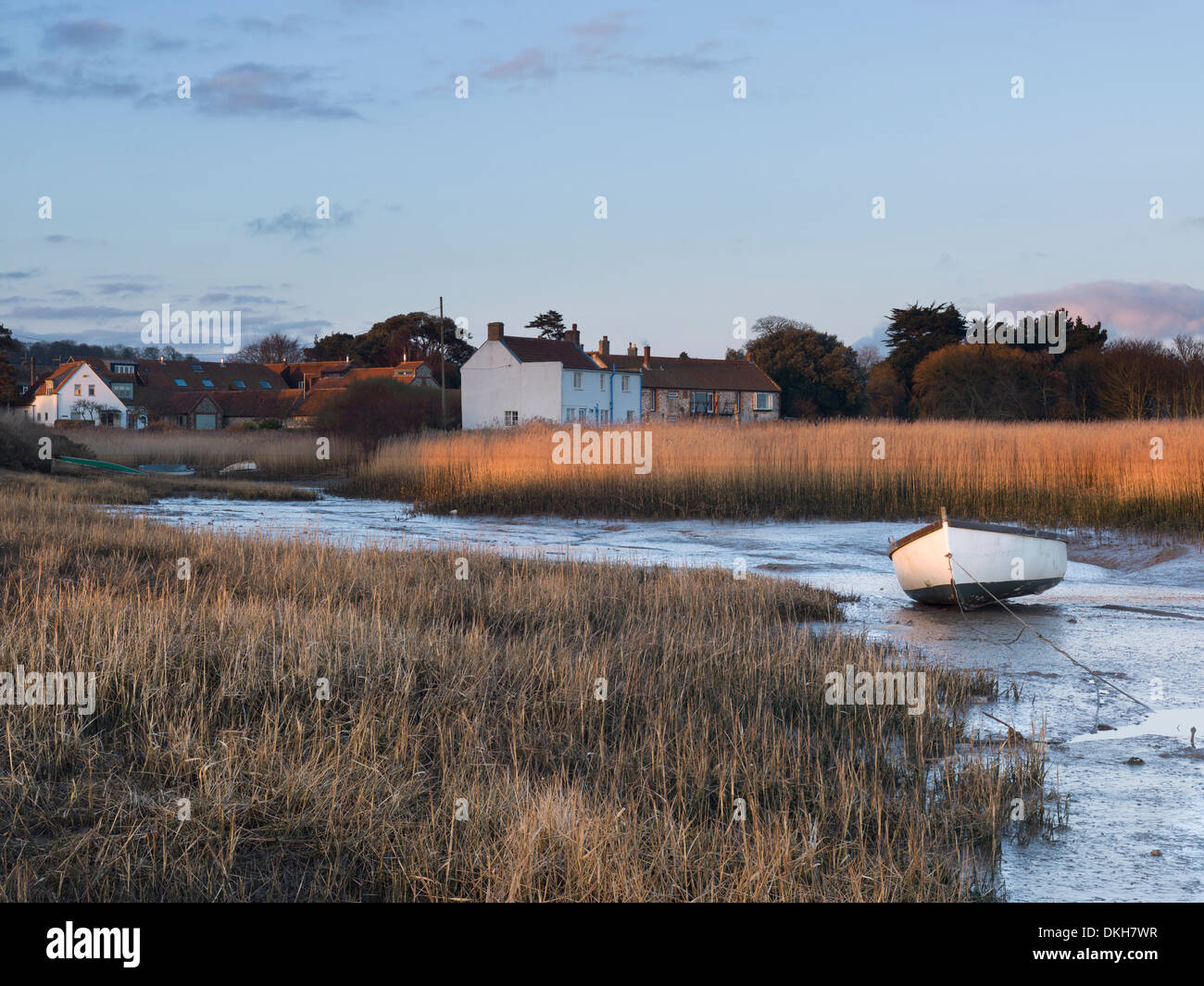 A winter morning view of Brancaster Staithe, Norfolk, England, United Kingdom, Europe Stock Photo