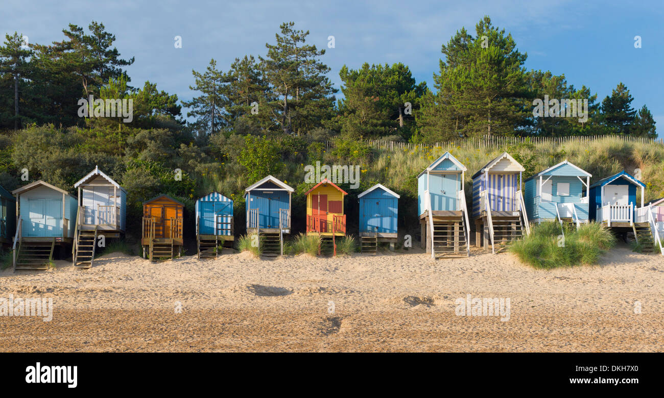 The colourful beach huts at Wells next the Sea, Norfolk, England, United Kingdom, Europe Stock Photo