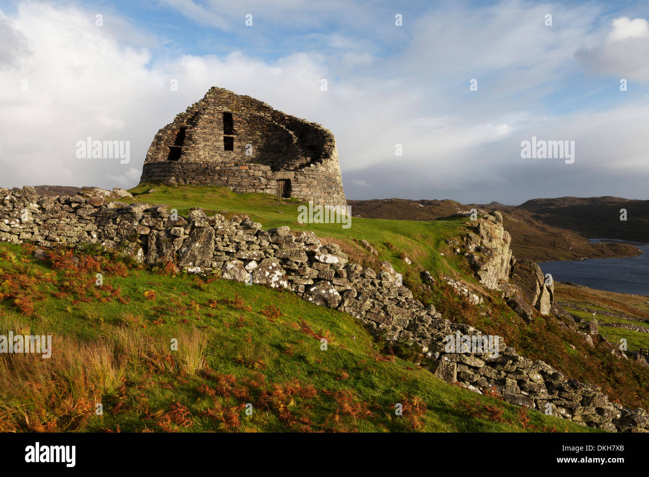 Evening light on Dun Carloway Broch, Isle of Lewis, Outer Hebrides, Scotland, United Kingdom, Europe Stock Photo