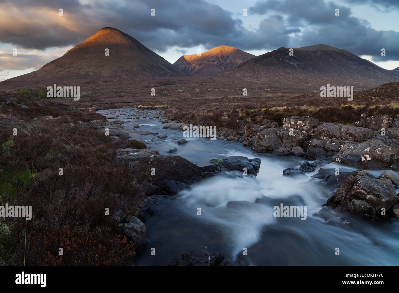 Dramatic light at Glen Sligachan, Isle of Skye, Scotland, United Kingdom, Europe Stock Photo