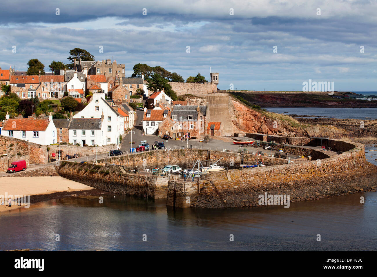 tide at Crail Harbour, Fife, Scotland, United Kingdom Stock