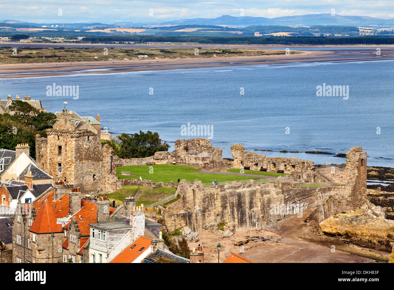 St. Andrews Castle and West Sands from St. Rules Tower at St. Andrews