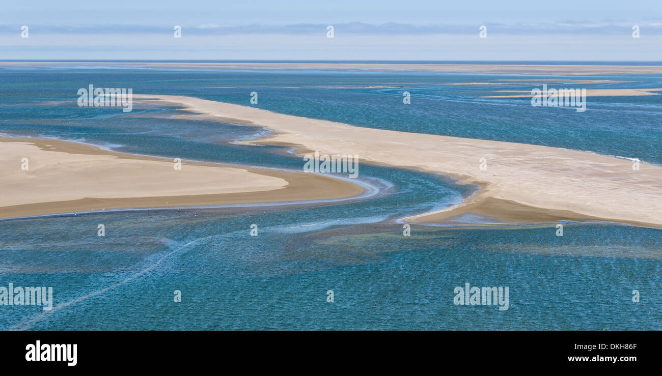 The lagoon at Sandwich Harbour, just south of Walvis Bay and within the Namib Naukluft Park, Namibia, Africa Stock Photo