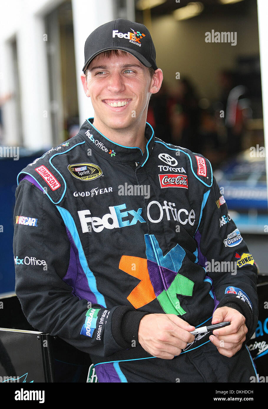 Driver Denny Hamlin during the NASCAR Coke Zero 400 Race on Saturday