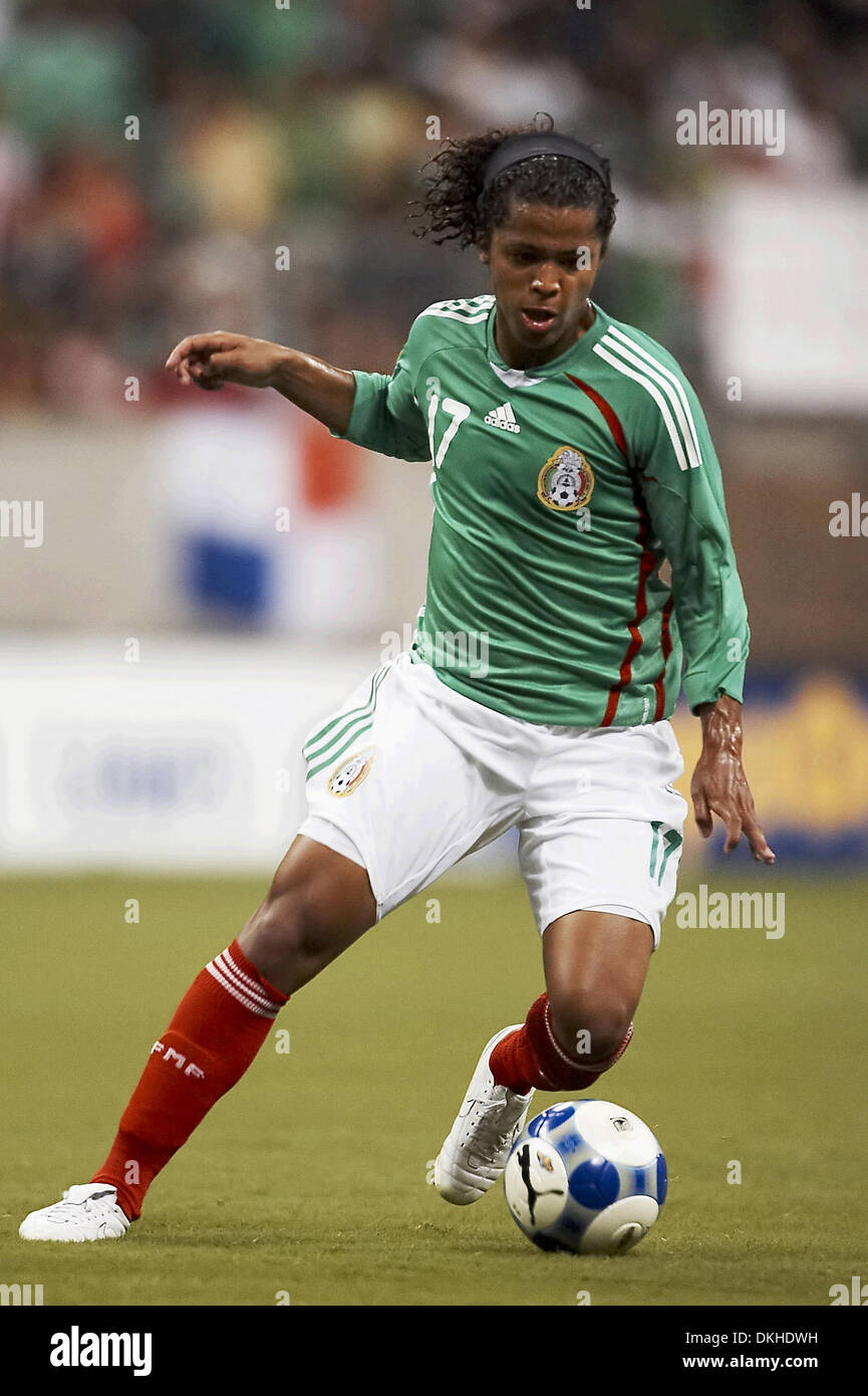 Giovani Dos Santos (#17) of Mexico controls the ball deep in Panama territory.  Panama and Mexico tied 1-1 at Reliant Stadium in Houston, TX. (Credit Image: © Anthony Vasser/Southcreek Global/ZUMApress.com) Stock Photo