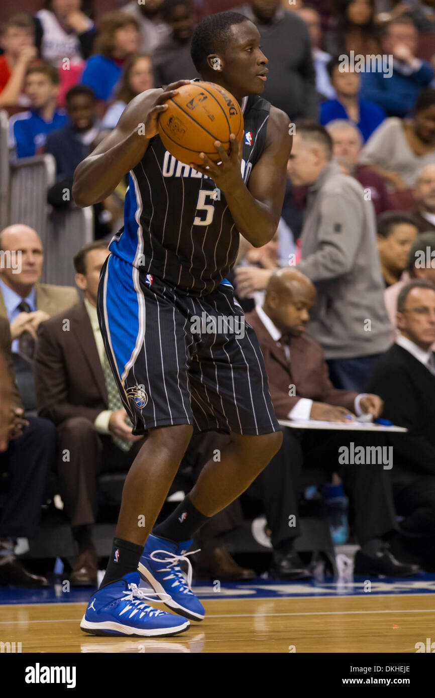 December 3, 2013: Orlando Magic shooting guard Victor Oladipo (5) in action during the NBA game between the Orlando Magic and the Philadelphia 76ers at the Wells Fargo Center in Philadelphia, Pennsylvania. The 76ers win 126-125 in double overtime. (Christopher Szagola/Cal Sport Media) Stock Photo