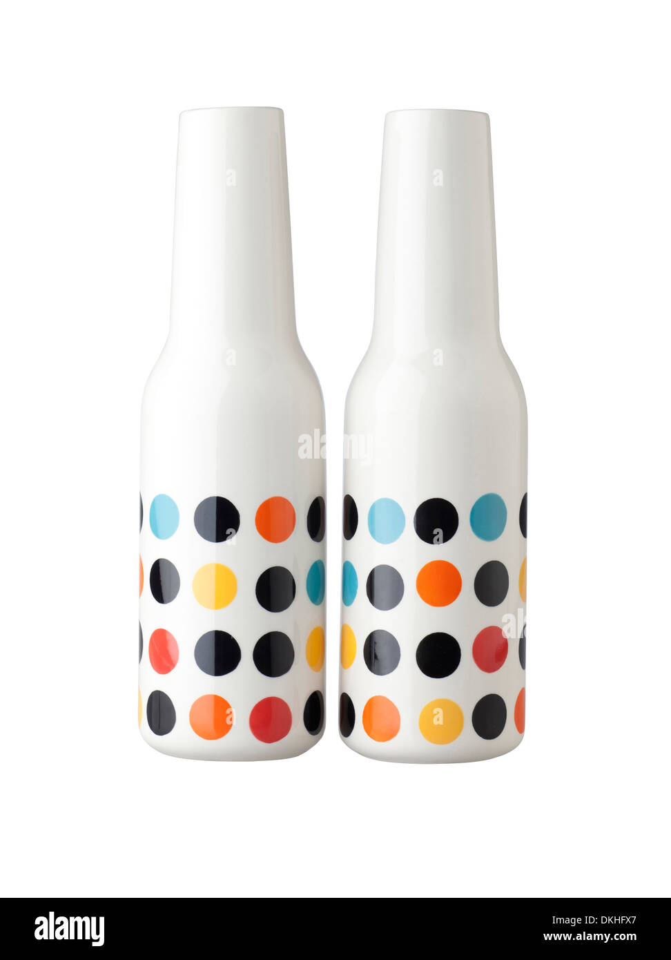 Beautiful porcelain vases on white background Stock Photo