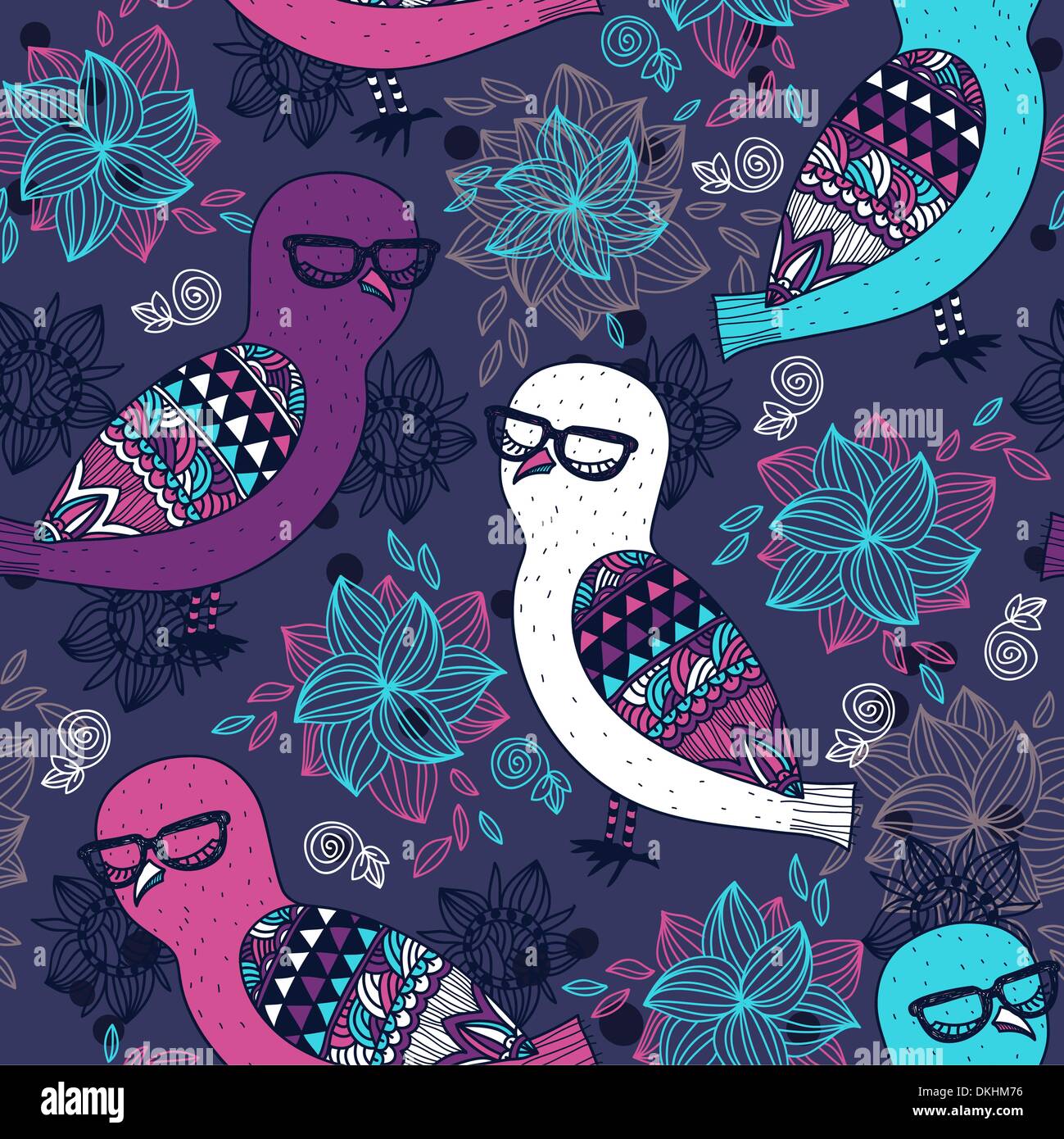 vector seamless pattern with colored owls Stock Vector Image & Art - Alamy