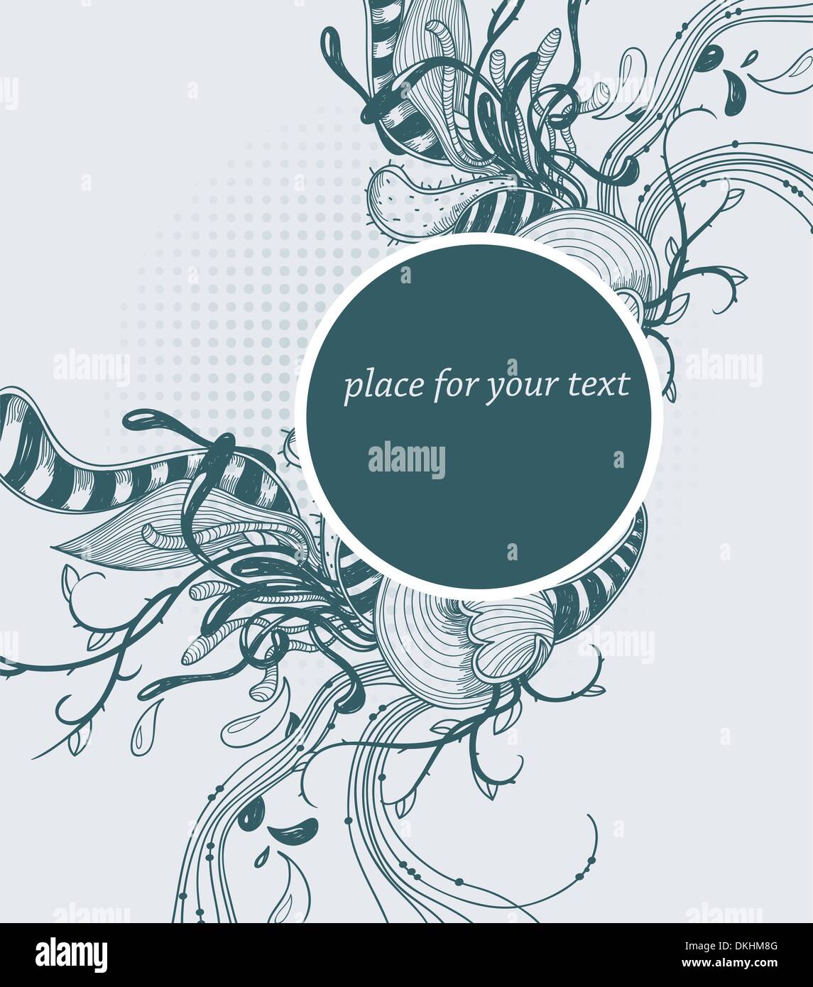 vector floral frame with abstract plants and waves Stock Vector Image ...