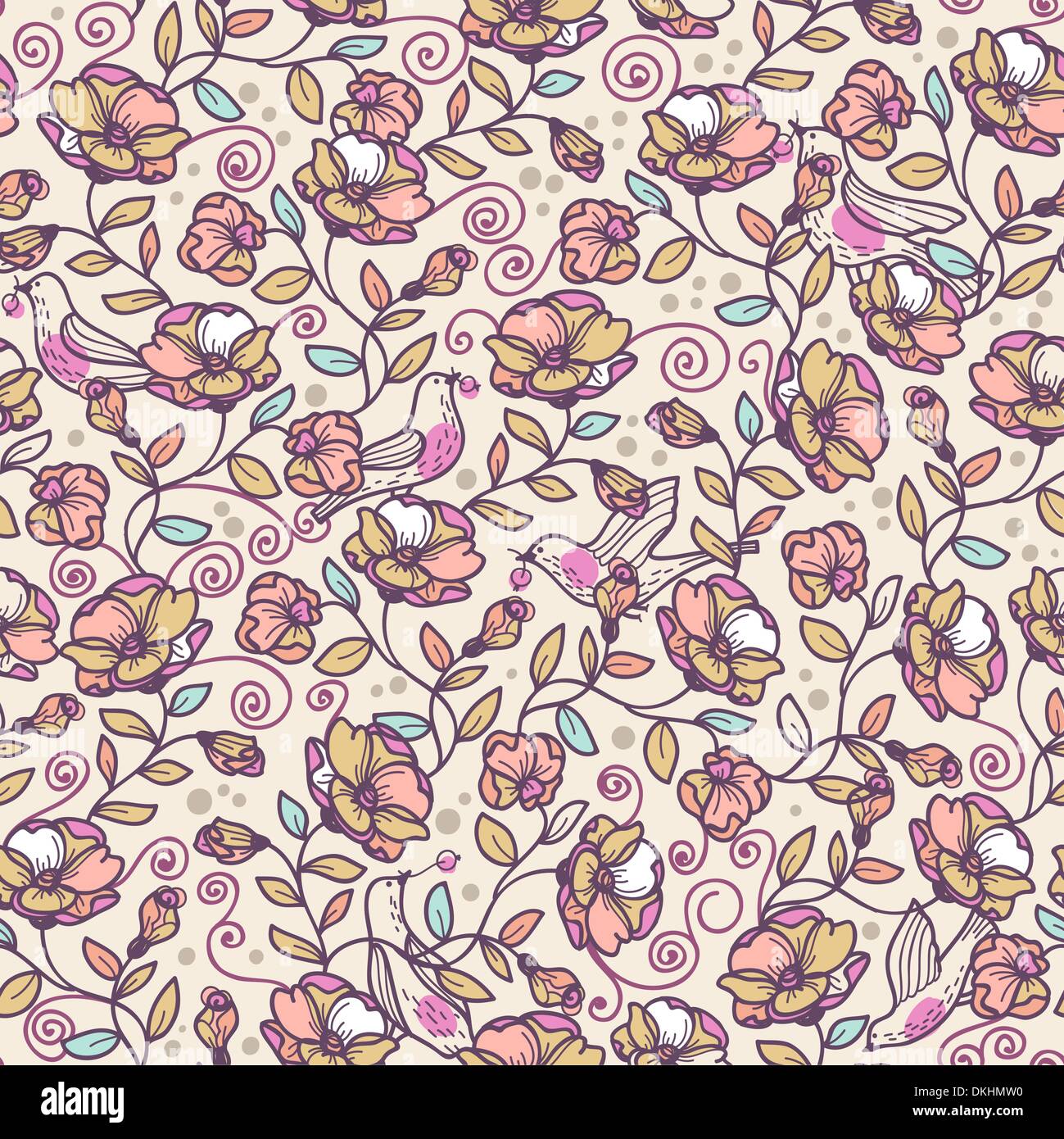vector floral seamless pattern Stock Vector Image & Art - Alamy