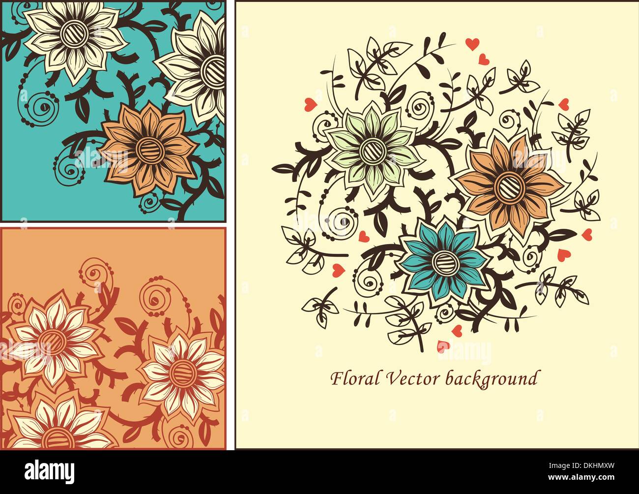 vector floral set with fantasy blooming flowers Stock Vector Image ...
