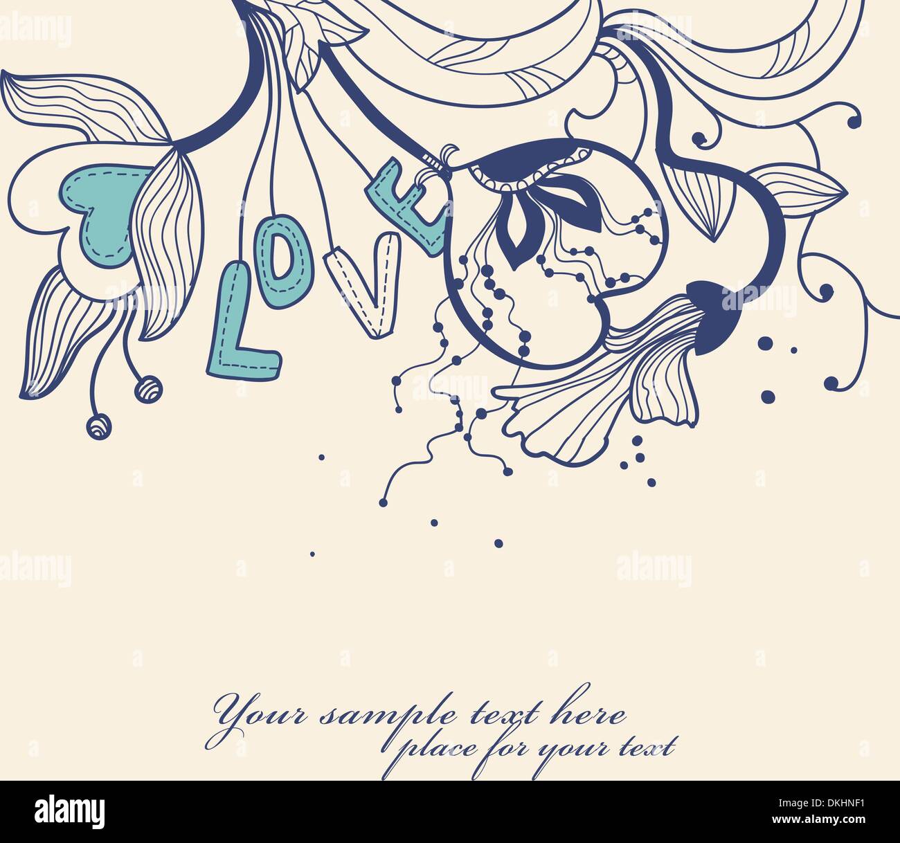 abstract floral background with fantasy flowers and cartoon letters ...