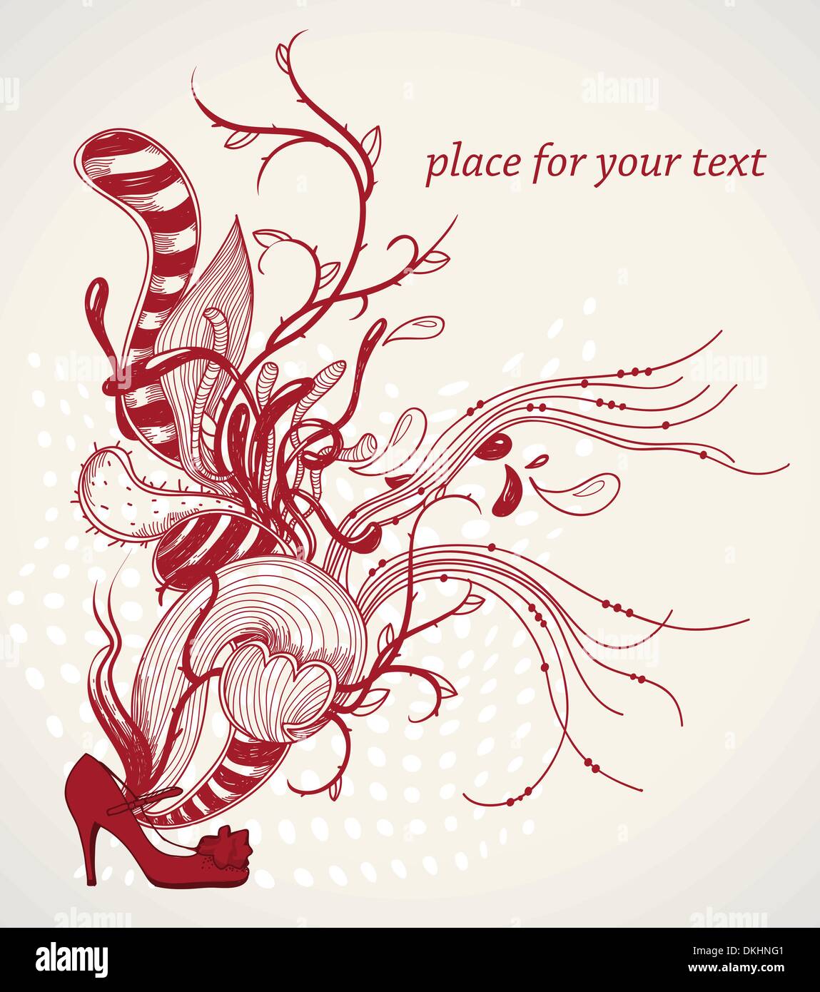 vector illustration of a red shoe and abstract plants Stock Vector ...
