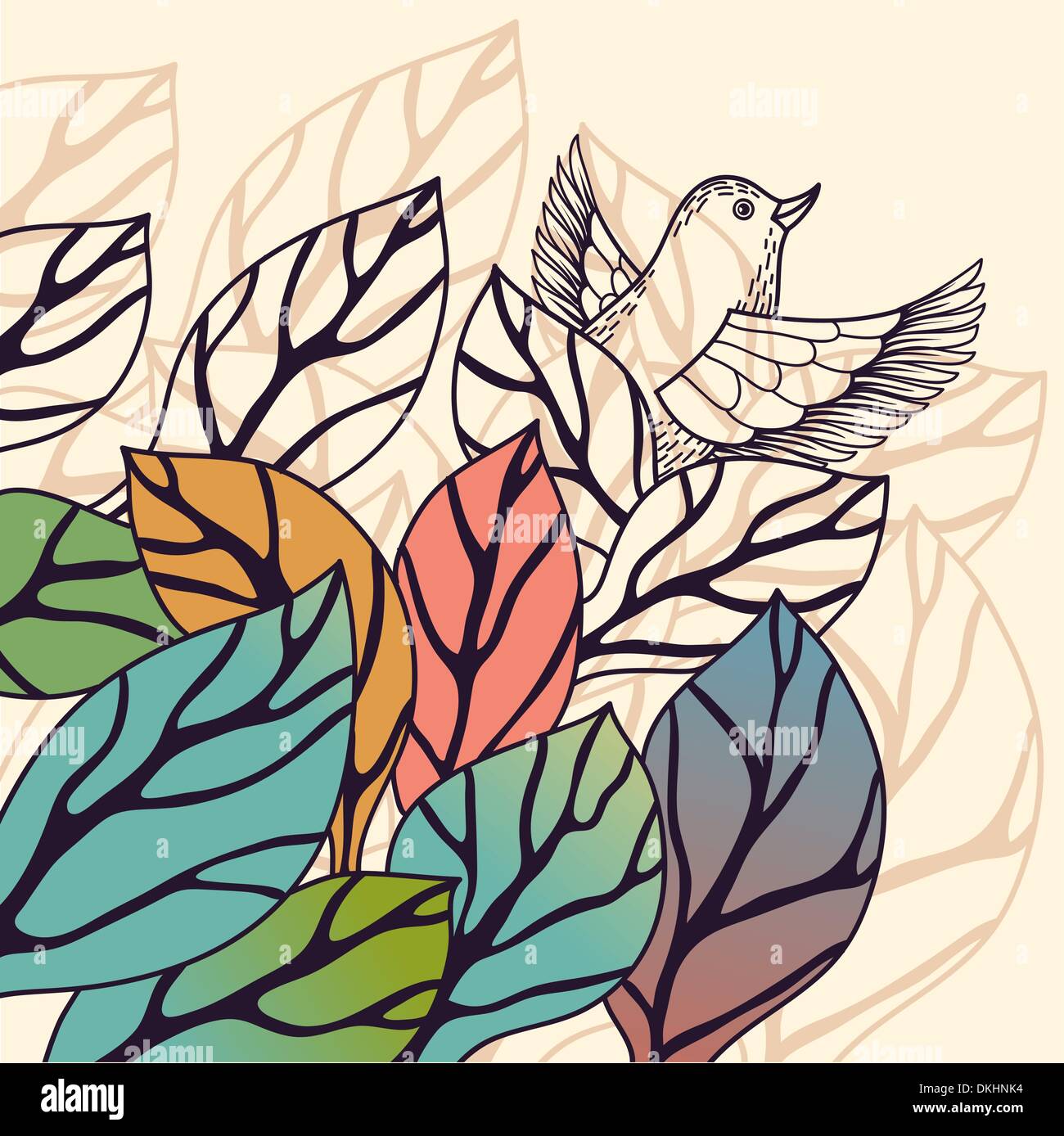vector nature background with colored leaves Stock Vector