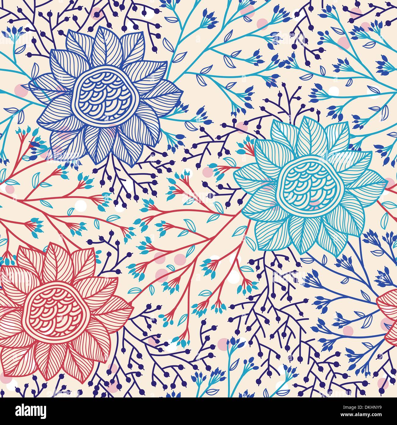 vector floral seamless pattern with flowers and herbs Stock Vector ...