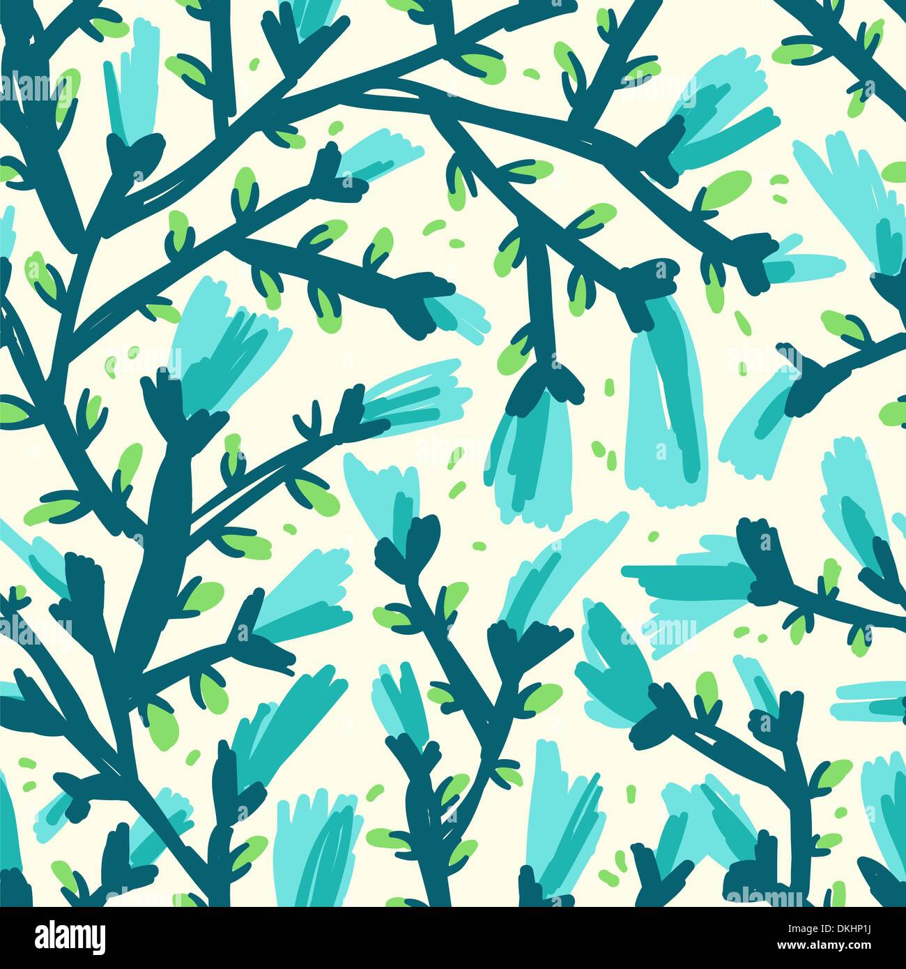 vector seamless floral pattern with abstract blue buds Stock Vector ...