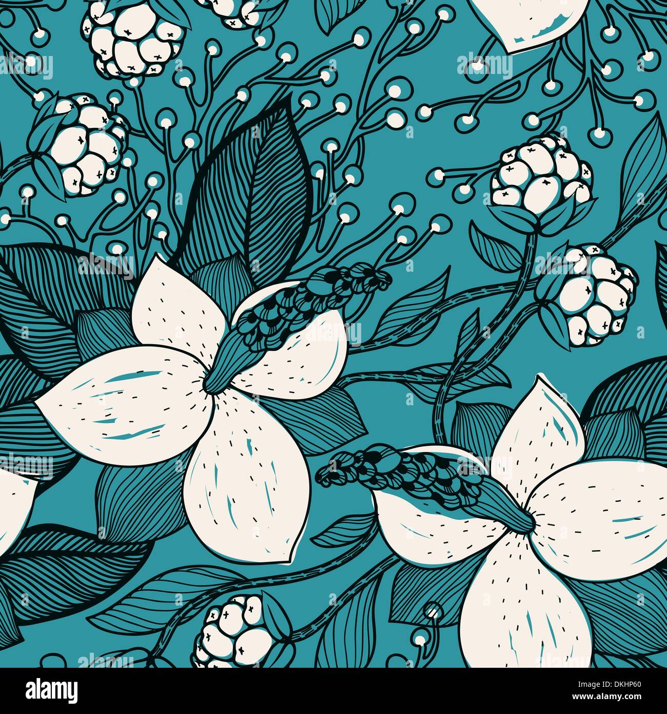 vector floral seamless pattern with white magnolia Stock Vector Image ...