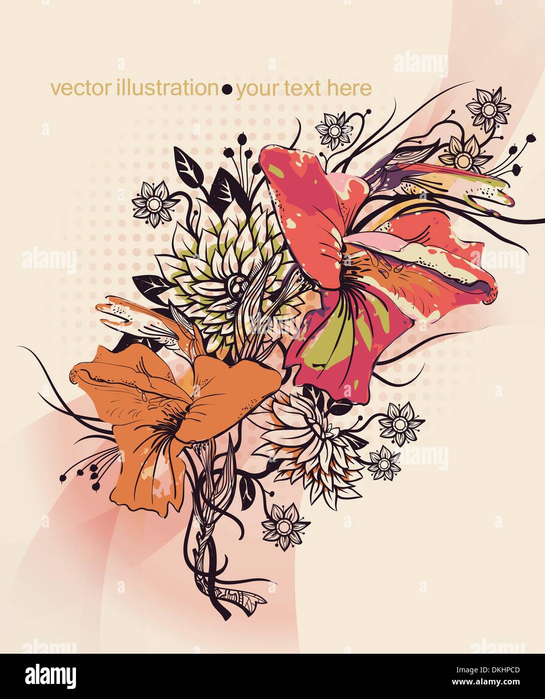eps10 vector floral illustration of  bright blooming flowers (gladiolus) Stock Vector