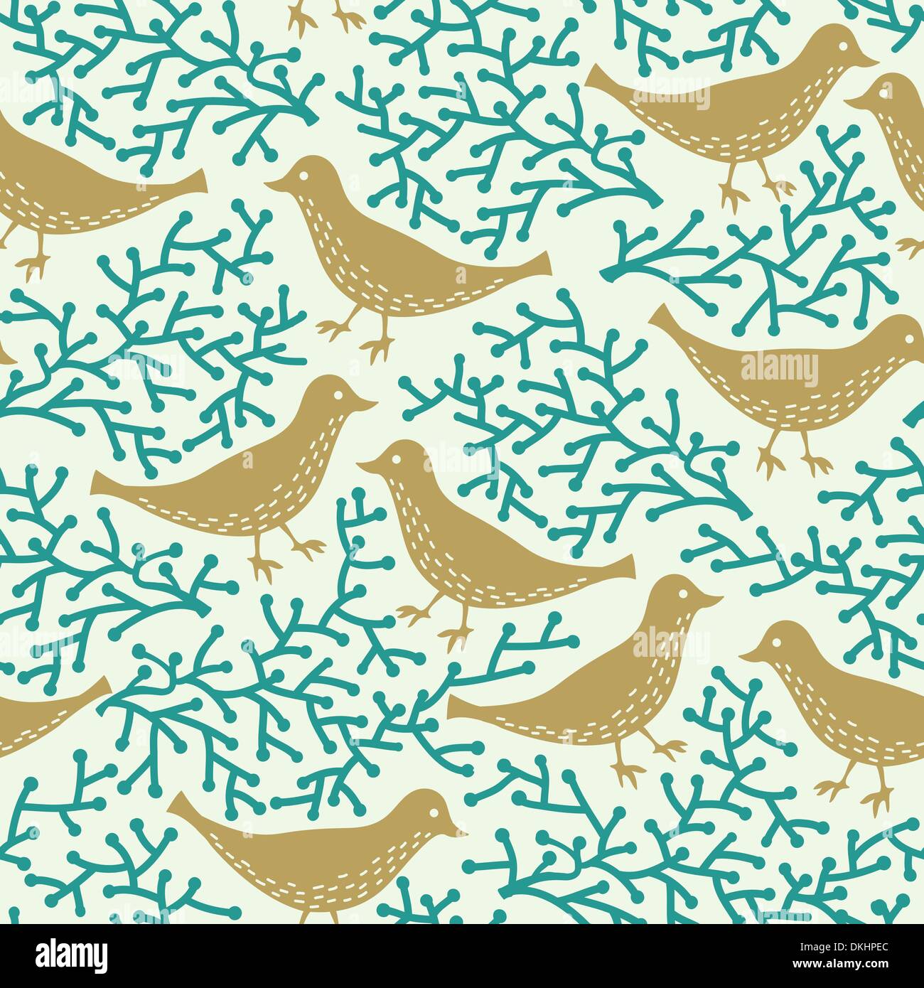 vector seamless pattern with abstract birds and plants Stock Vector ...
