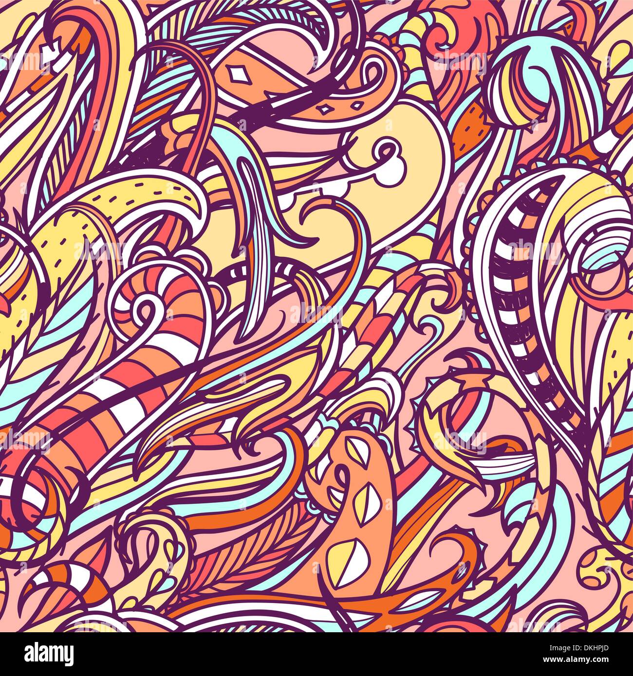 vector  seamless pattern with colorful abstract swirls Stock Vector