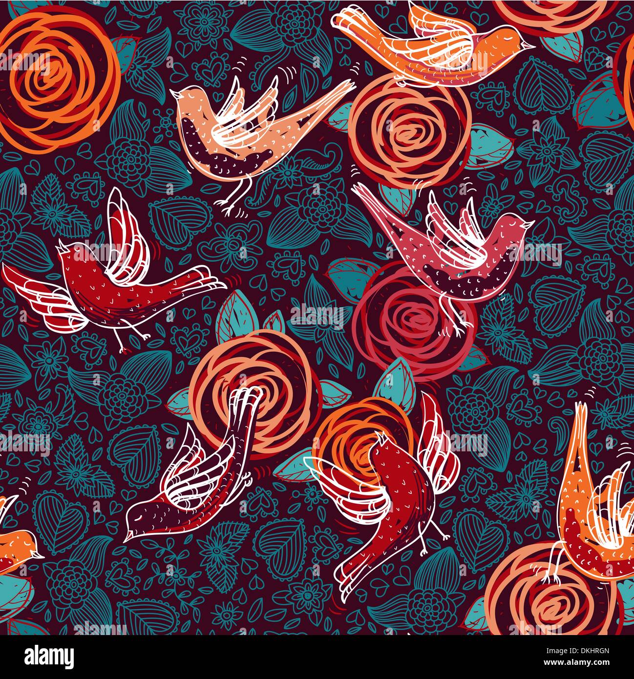 Vector illustration bird blooming roses hi-res stock photography and ...