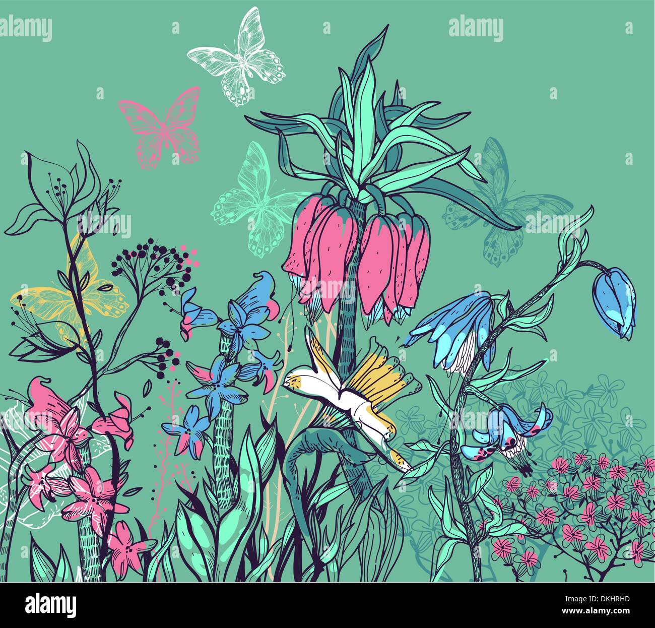 vector illustration of blooming summer flowers Stock Vector Image & Art ...