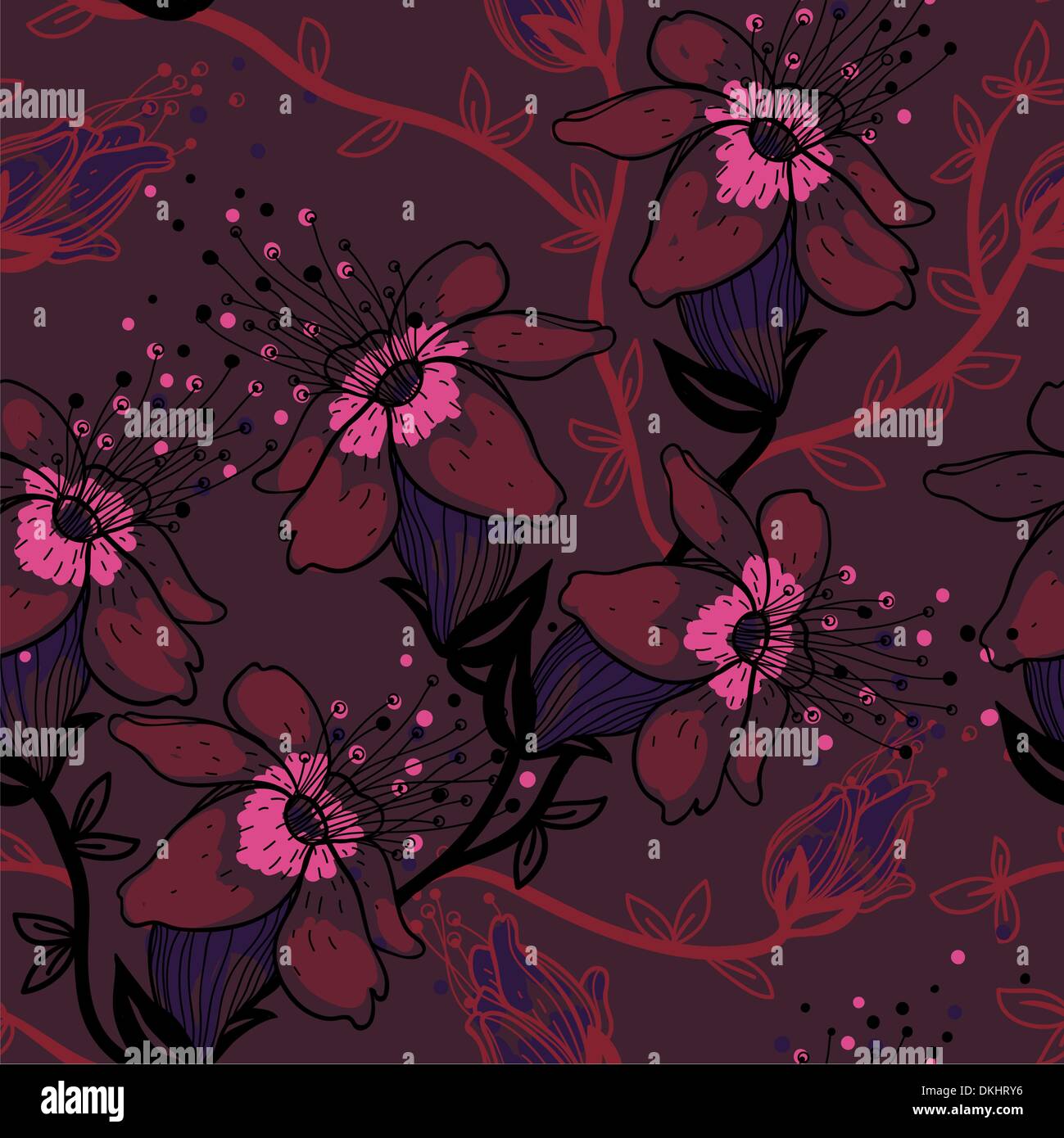 vector floral seamless pattern with blooming apple tree Stock Vector ...