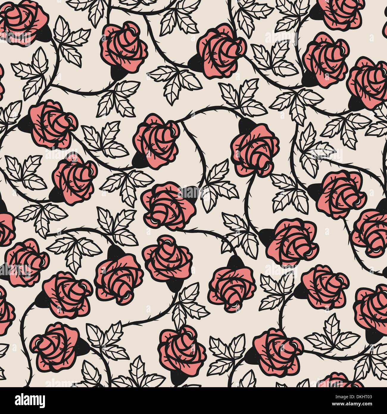 vector floral seamless pattern with vintage roses Stock Vector Image ...