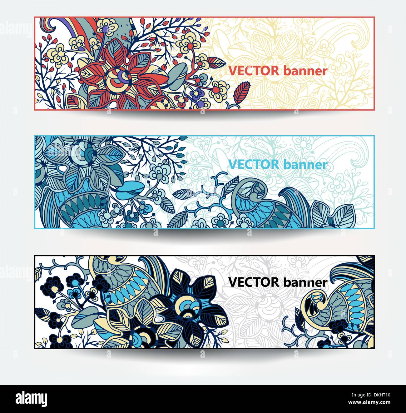 vector set of hand drawn floral banners Stock Vector Image & Art - Alamy