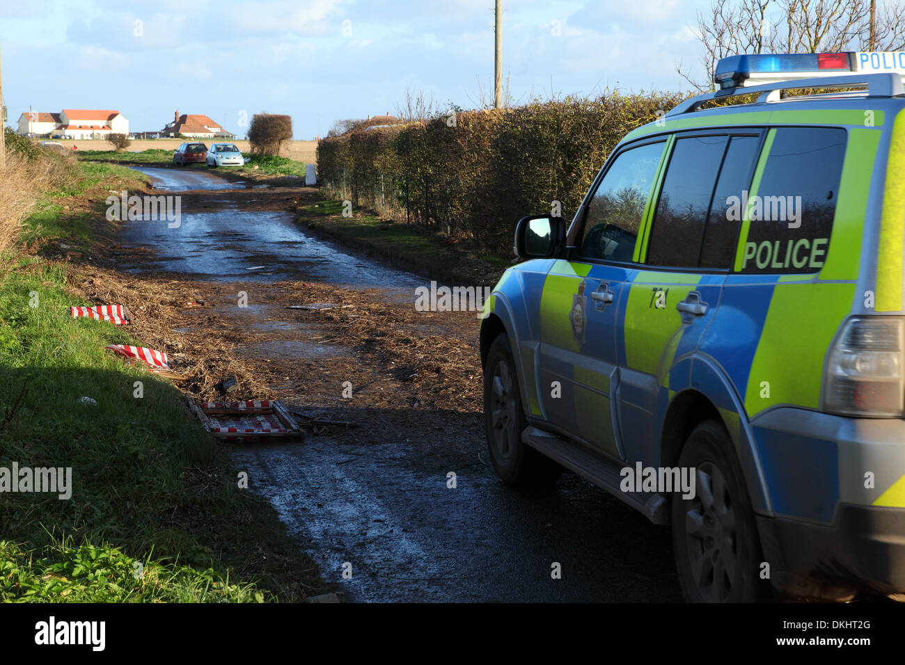 Walcott, Norfolk,UK. 6th December 2013.  The largest tidal surge since 1953 hits Walcott overnight & caused vast damage. Residents had been evacuated yesterday for their own safety. Credit:  Paul Lilley/Alamy Live News Stock Photo