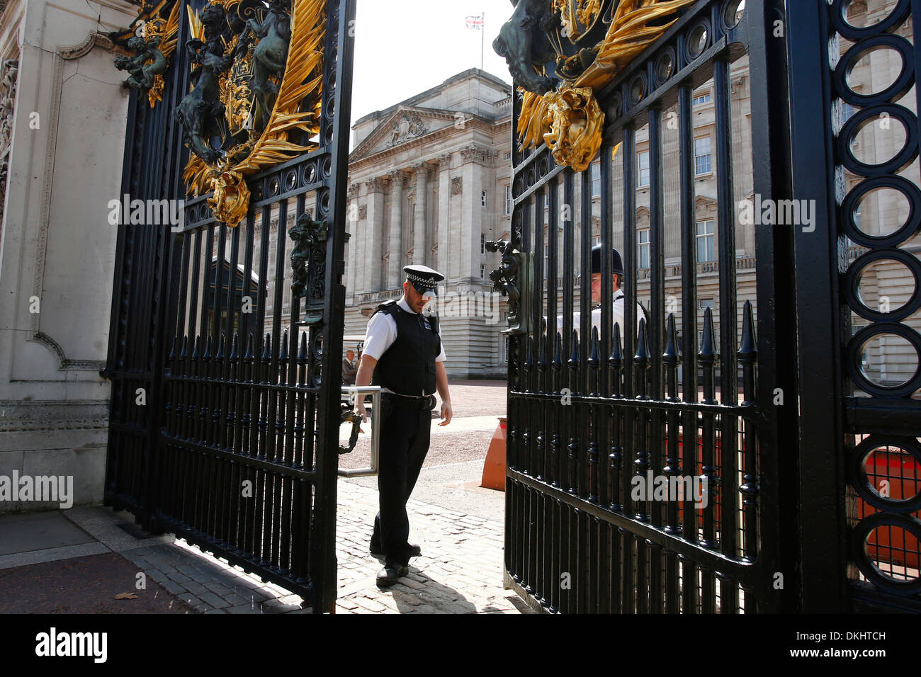 British police outside Buckingham Palace in London, Britain. Stock Photo