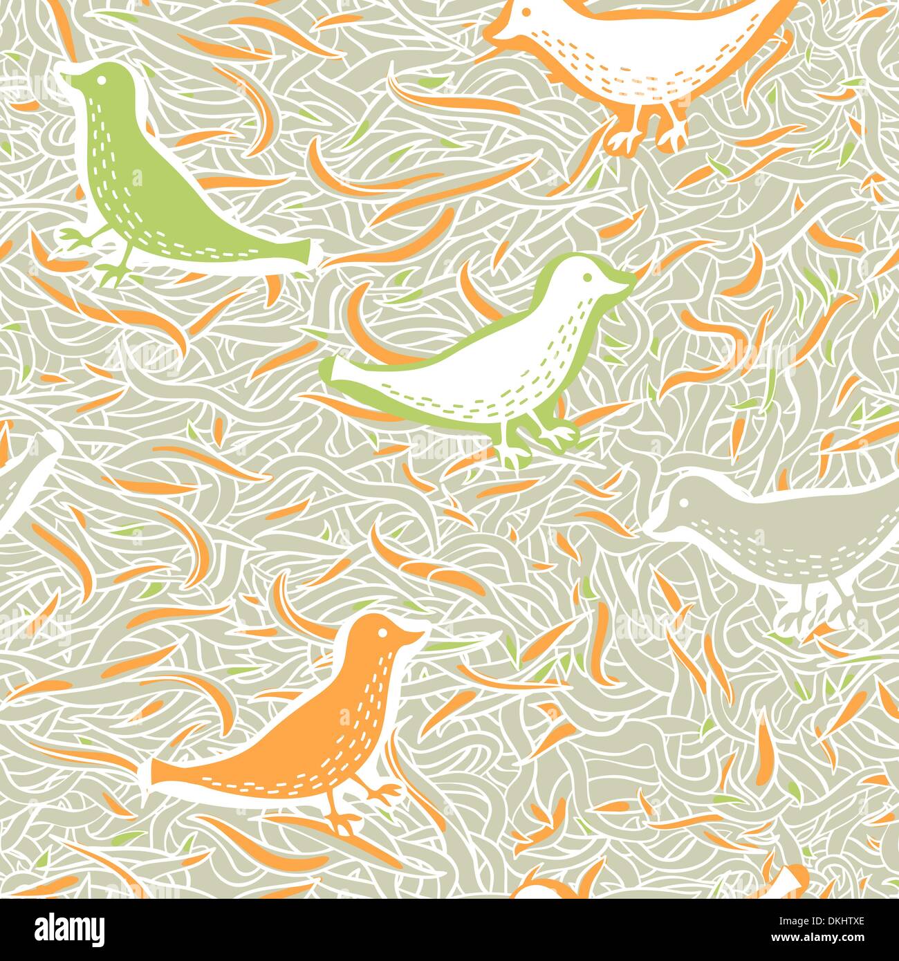 vector seamless pattern with decorative colored birds Stock Vector